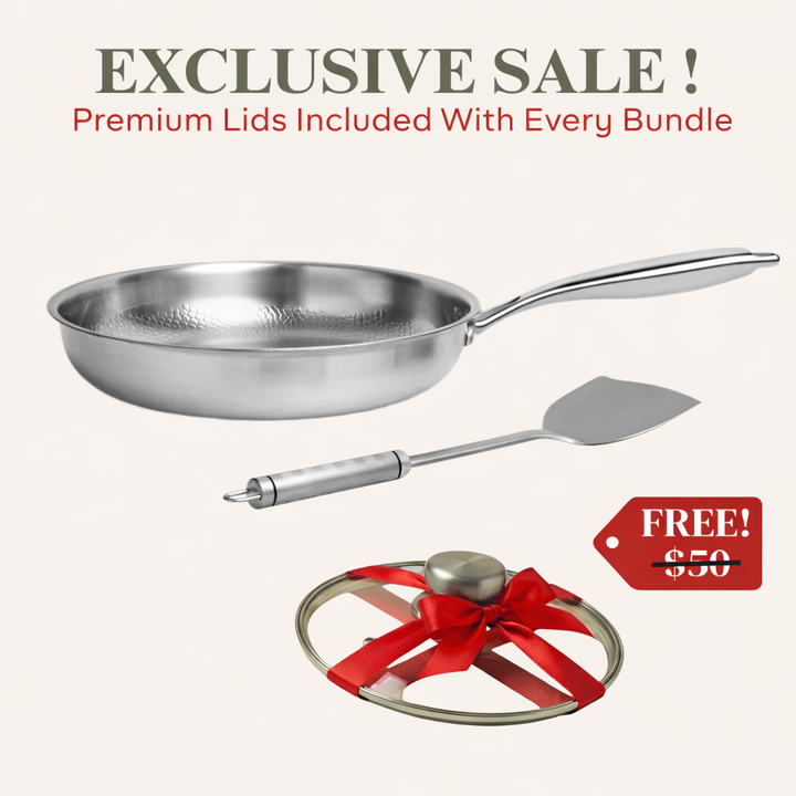 Pure Titanium Hammered Pan Set + FREE LID