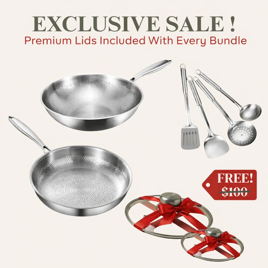 Pure Titanium Essential Duo Utensils Set + FREE LIDS