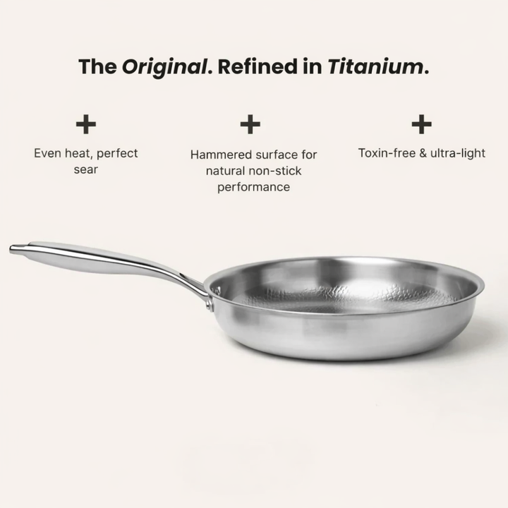 Titanium Hammered Pan Pro Duo Set (10.2″+11″) + FREE LIDS